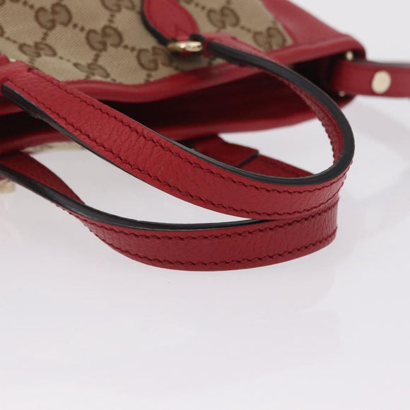 GUCCI GG Canvas Hand Bag Outlet 2way Beige Gold Tone 449241 Auth 209591A