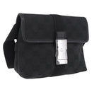GUCCI GG Canvas Waist Bag Black Silver 131236 Auth 209592A-1