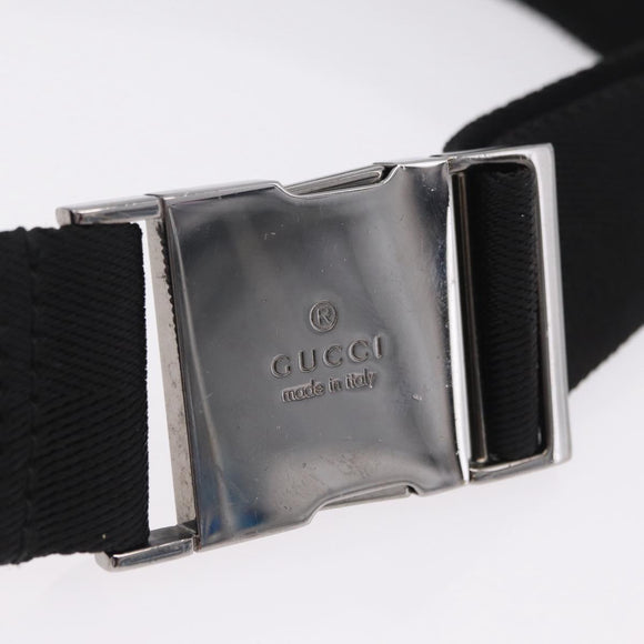 GUCCI GG Canvas Waist Bag Black Silver 131236 Auth 209592A