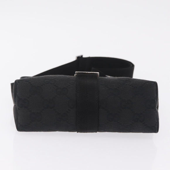GUCCI GG Canvas Waist Bag Black Silver 131236 Auth 209592A