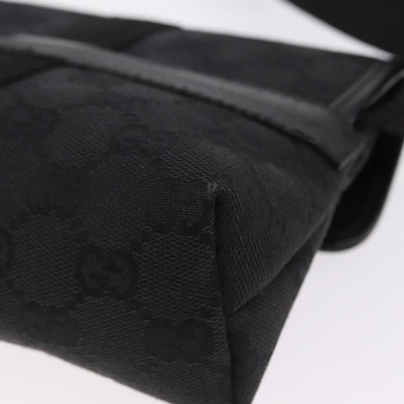 GUCCI GG Canvas Waist Bag Black Silver 131236 Auth 209592A