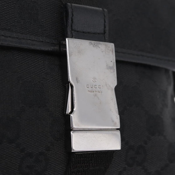 GUCCI GG Canvas Waist Bag Black Silver 131236 Auth 209592A