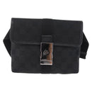 GUCCI GG Canvas Waist Bag Black Silver 131236 Auth 209592A-2