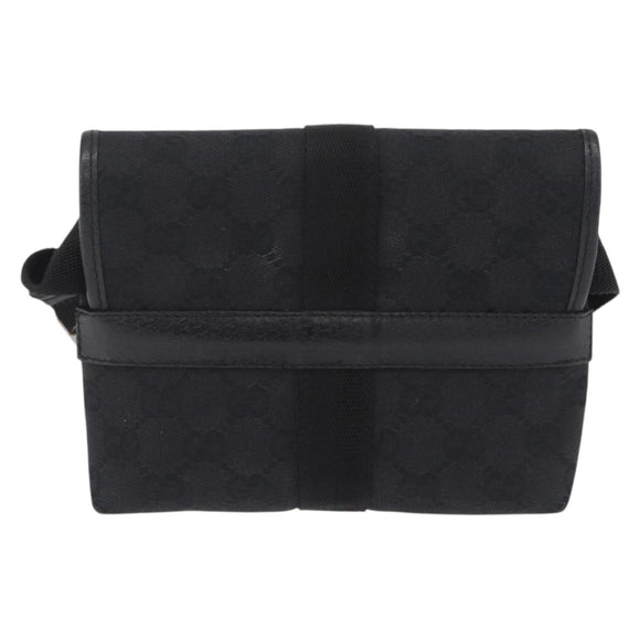 GUCCI GG Canvas Waist Bag Black Silver 131236 Auth 209592A