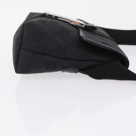 GUCCI GG Canvas Waist Bag Black Silver 131236 Auth 209592A