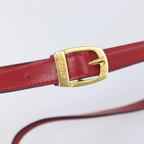 Bally Shoulder Bag Leather Red Gold Tone Auth 209593