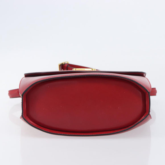 Bally Shoulder Bag Leather Red Gold Tone Auth 209593