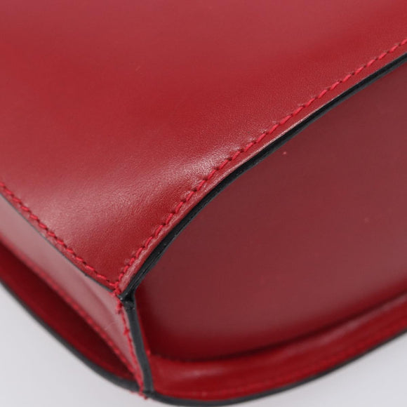 Bally Shoulder Bag Leather Red Gold Tone Auth 209593