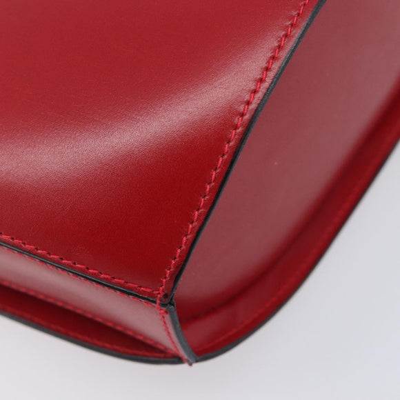 Bally Shoulder Bag Leather Red Gold Tone Auth 209593