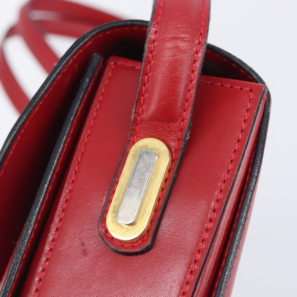 Bally Shoulder Bag Leather Red Gold Tone Auth 209593
