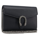 GUCCI Dionysus Chain Shoulder Bag Leather Black Silver 401231 Auth 209594V-1
