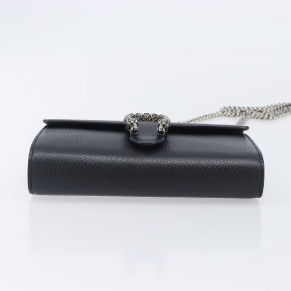 GUCCI Dionysus Chain Shoulder Bag Leather Black Silver 401231 Auth 209594V