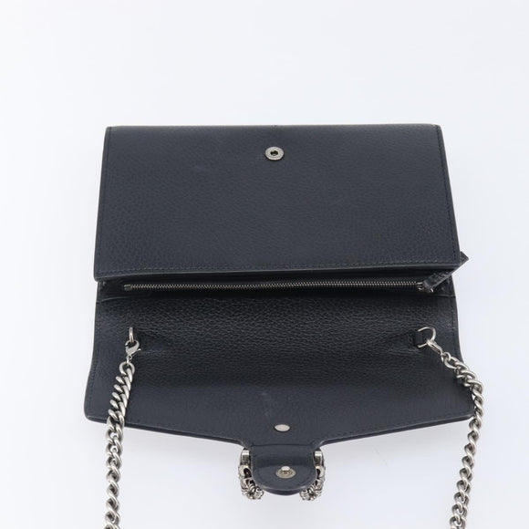 GUCCI Dionysus Chain Shoulder Bag Leather Black Silver 401231 Auth 209594V