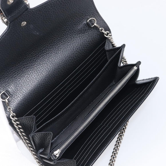 GUCCI Dionysus Chain Shoulder Bag Leather Black Silver 401231 Auth 209594V