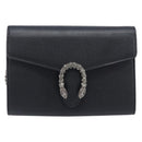 GUCCI Dionysus Chain Shoulder Bag Leather Black Silver 401231 Auth 209594V-2
