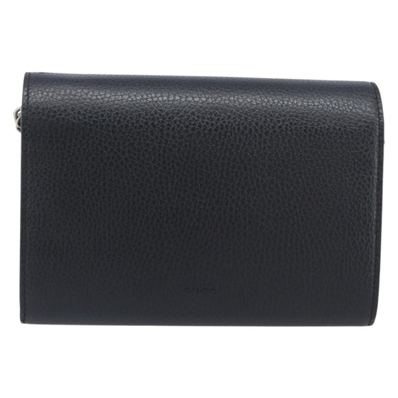 GUCCI Dionysus Chain Shoulder Bag Leather Black Silver 401231 Auth 209594V