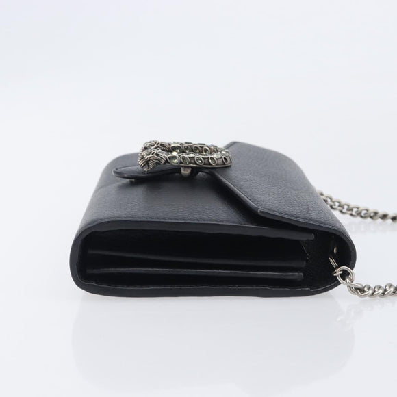 GUCCI Dionysus Chain Shoulder Bag Leather Black Silver 401231 Auth 209594V