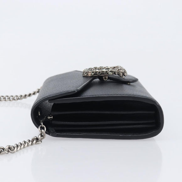 GUCCI Dionysus Chain Shoulder Bag Leather Black Silver 401231 Auth 209594V