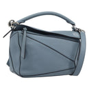 LOEWE Puzzle Bag Shoulder Bag Leather 2way Light Blue Silver Auth 209596M-1