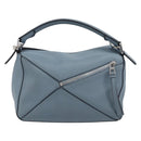 LOEWE Puzzle Bag Shoulder Bag Leather 2way Light Blue Silver Auth 209596M-3