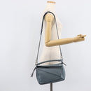 LOEWE Puzzle Bag Shoulder Bag Leather 2way Light Blue Silver Auth 209596M-32