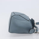 LOEWE Puzzle Bag Shoulder Bag Leather 2way Light Blue Silver Auth 209596M-4