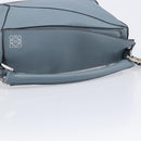 LOEWE Puzzle Bag Shoulder Bag Leather 2way Light Blue Silver Auth 209596M-7
