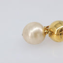 CHANEL Earring Metal Gold Tone White CC Auth 209603-10