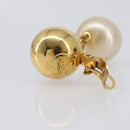 CHANEL Earring Metal Gold Tone White CC Auth 209603-13