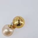 CHANEL Earring Metal Gold Tone White CC Auth 209603-4