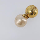 CHANEL Earring Metal Gold Tone White CC Auth 209603-5