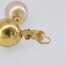CHANEL Earring Metal Gold Tone White CC Auth 209603-7