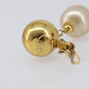 CHANEL Earring Metal Gold Tone White CC Auth 209603-8