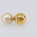 CHANEL Earring Metal Gold Tone White CC Auth 209603-9