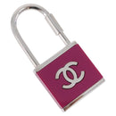CHANEL Key Holder Metal Pink Silver tone CC Auth 209604M-1
