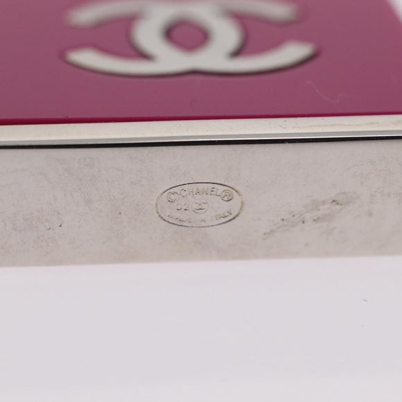 CHANEL Key Holder Metal Pink Silver tone CC Auth 209604M