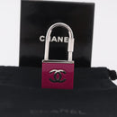 CHANEL Key Holder Metal Pink Silver tone CC Auth 209604M-12