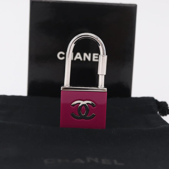CHANEL Key Holder Metal Pink Silver tone CC Auth 209604M
