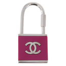 CHANEL Key Holder Metal Pink Silver tone CC Auth 209604M-2