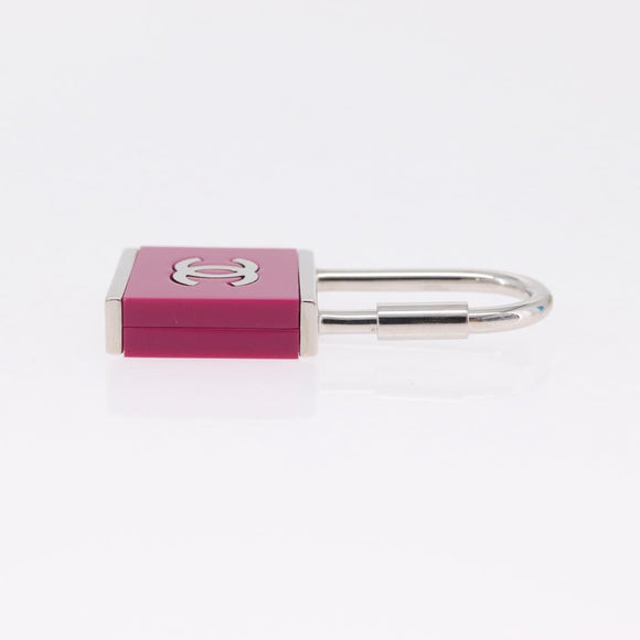 CHANEL Key Holder Metal Pink Silver tone CC Auth 209604M