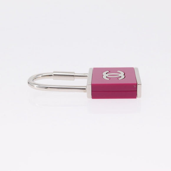 CHANEL Key Holder Metal Pink Silver tone CC Auth 209604M