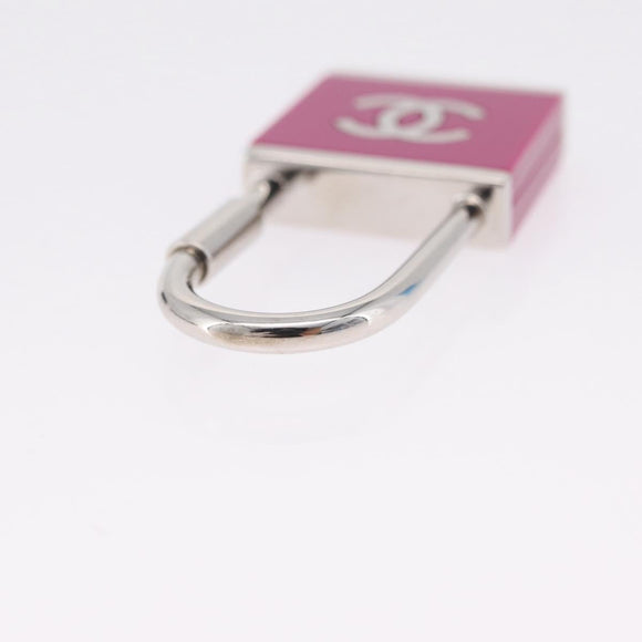 CHANEL Key Holder Metal Pink Silver tone CC Auth 209604M