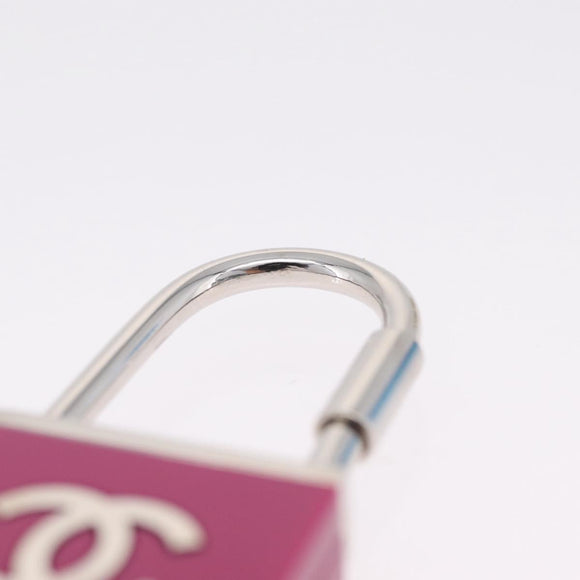 CHANEL Key Holder Metal Pink Silver tone CC Auth 209604M