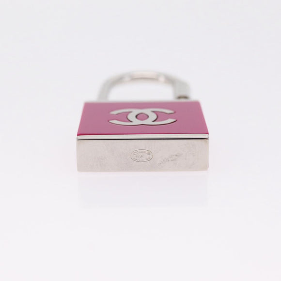CHANEL Key Holder Metal Pink Silver tone CC Auth 209604M
