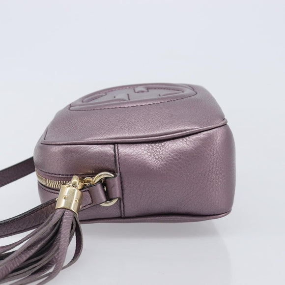 GUCCI Soho Shoulder Bag Leather Pink Gold Tone 308364 Auth 209608A