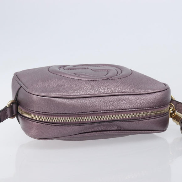 GUCCI Soho Shoulder Bag Leather Pink Gold Tone 308364 Auth 209608A