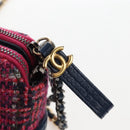 CHANEL Chain Shoulder Bag Tweed Pink Gold Tone CC Auth 209609M-15