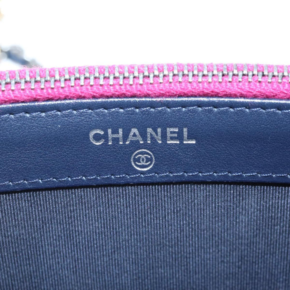 CHANEL Chain Shoulder Bag Tweed Pink Gold Tone CC Auth 209609M