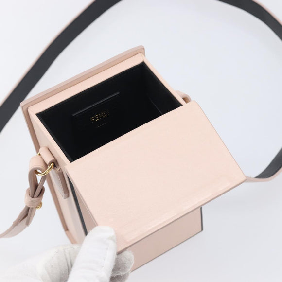 FENDI Box Shoulder Bag Leather Pink Gold Tone 8BT339 Auth 209612M
