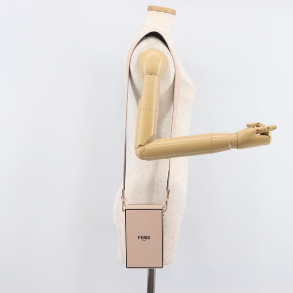 FENDI Box Shoulder Bag Leather Pink Gold Tone 8BT339 Auth 209612M